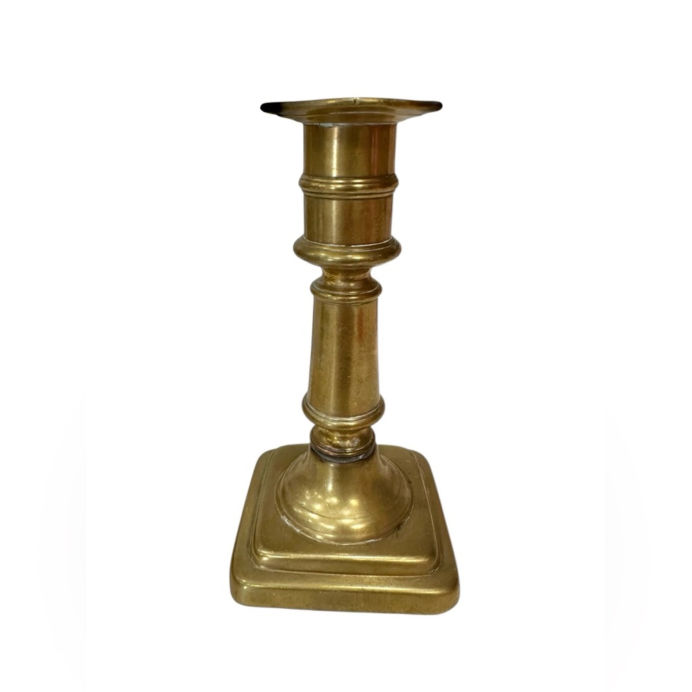 Vintage Brass Candle Holder 5.5” Square Base